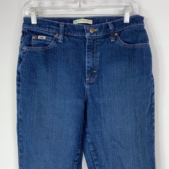 Lee 6 Long Jeans Relaxed Straight Leg At the Waist Dark Wash Denim Inseam 32 - Picture 3 of 10